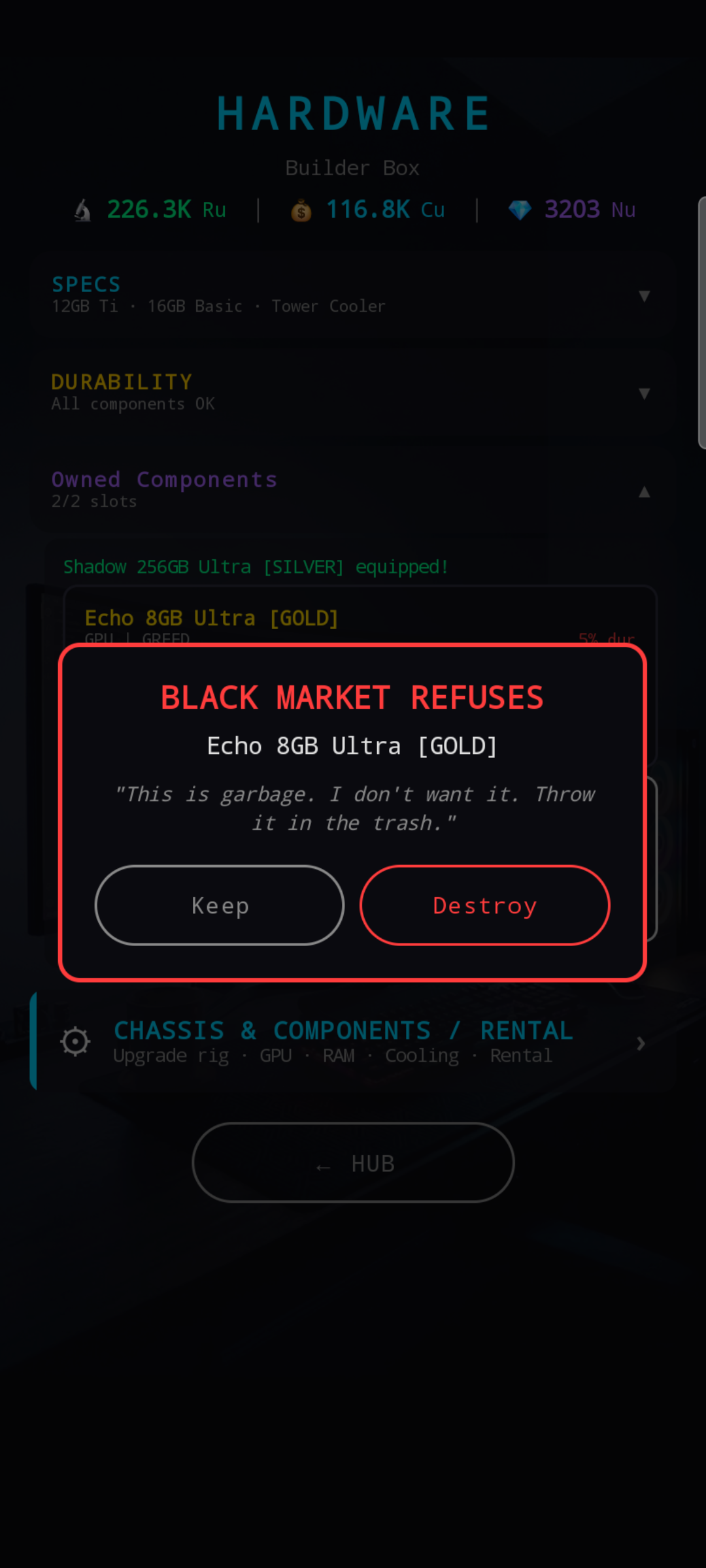 Black Market refuses to buy a worn item