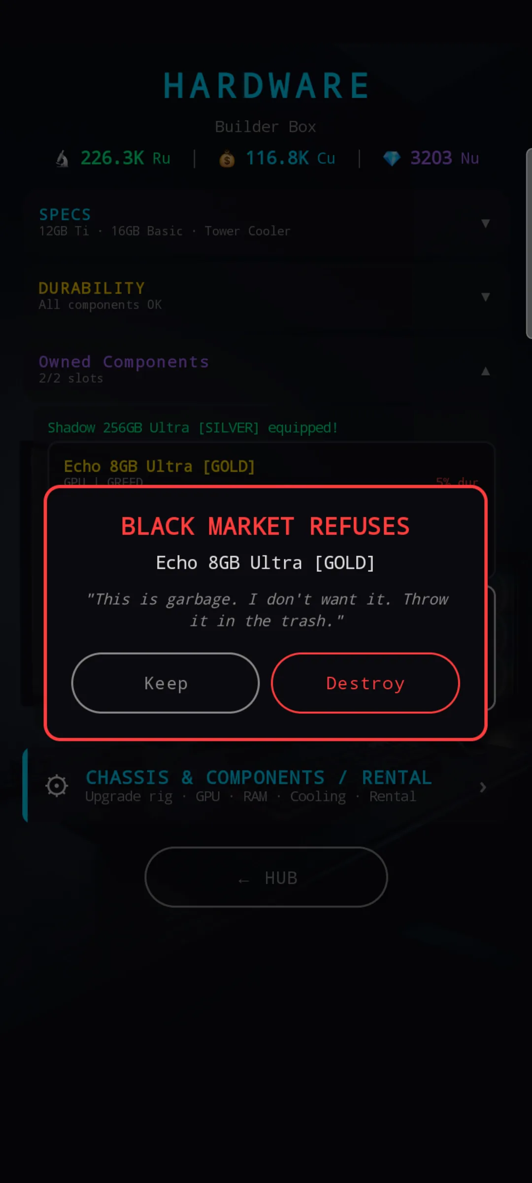 Black Market refuses to buy a worn item