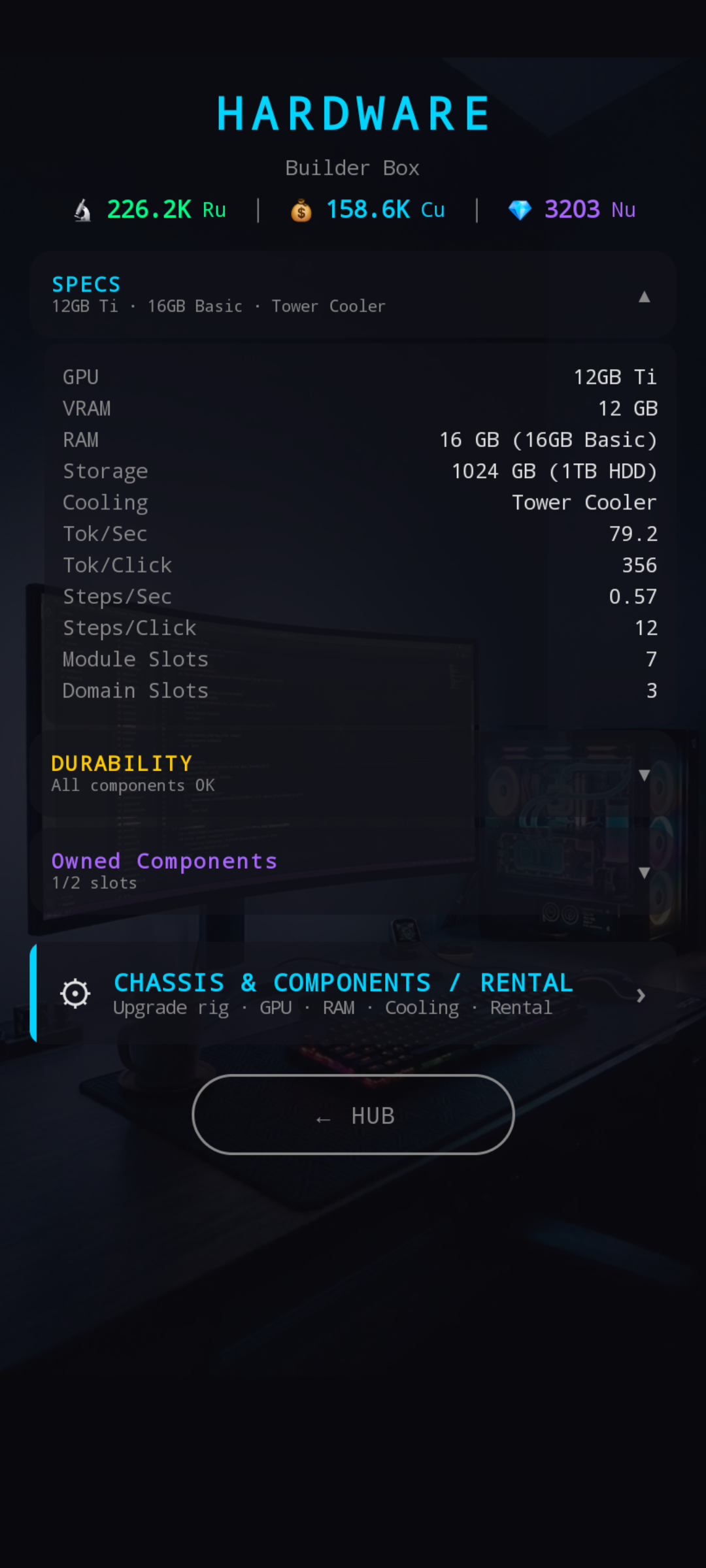 Specs section expanded