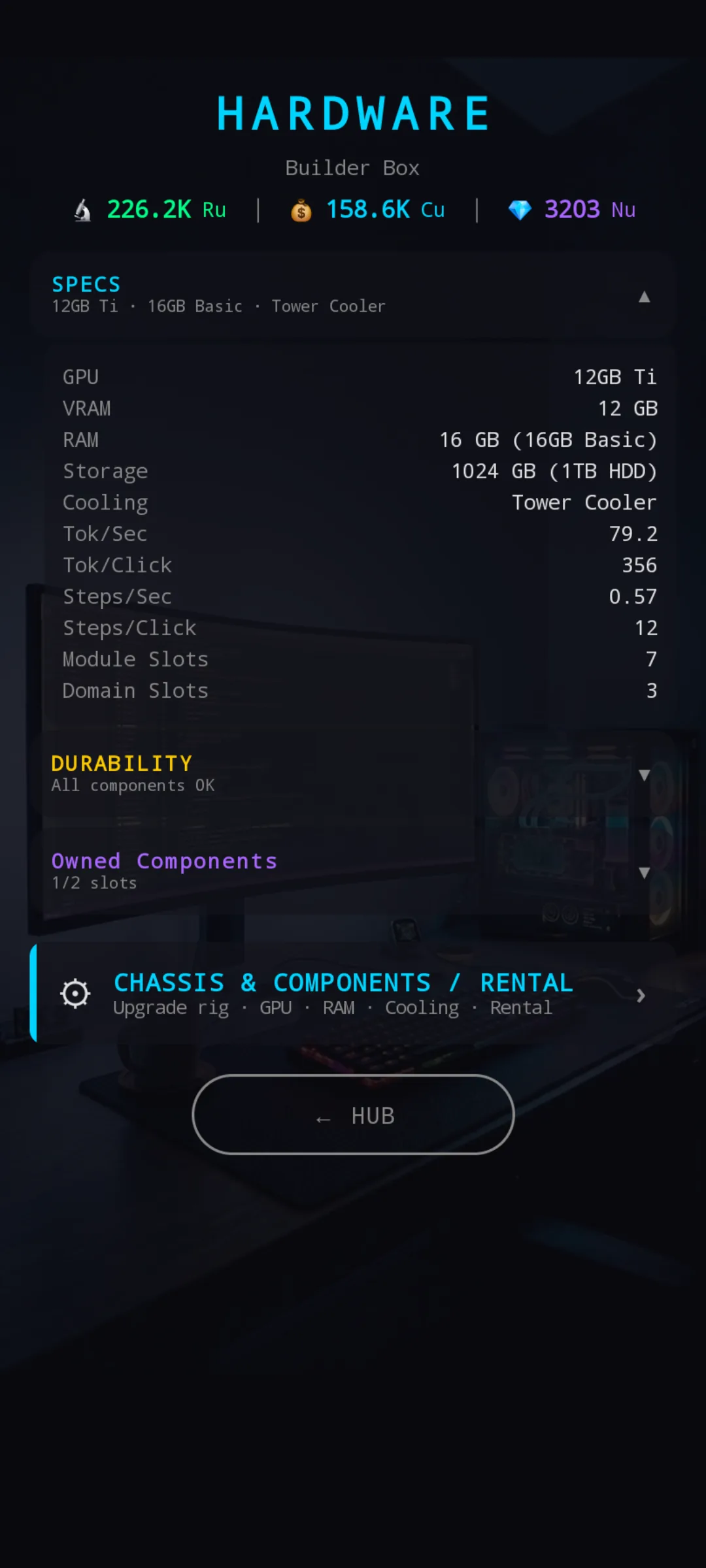 Specs section expanded
