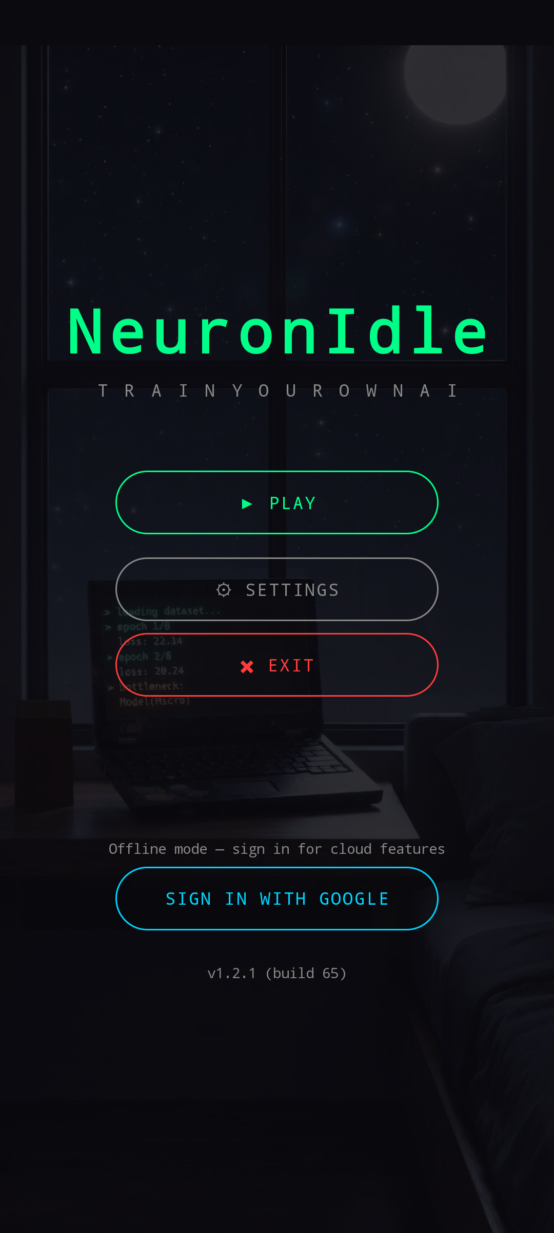 NeuronIdle main menu