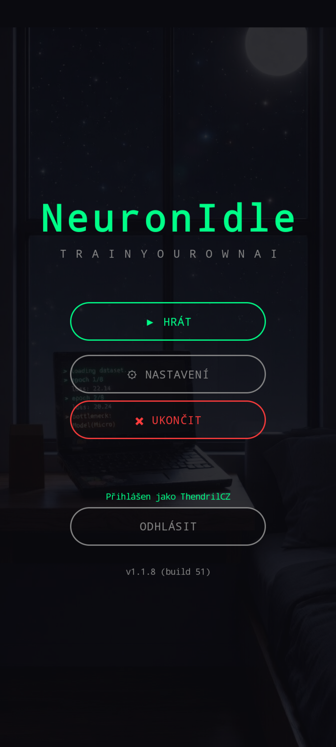 NeuronIdle main menu